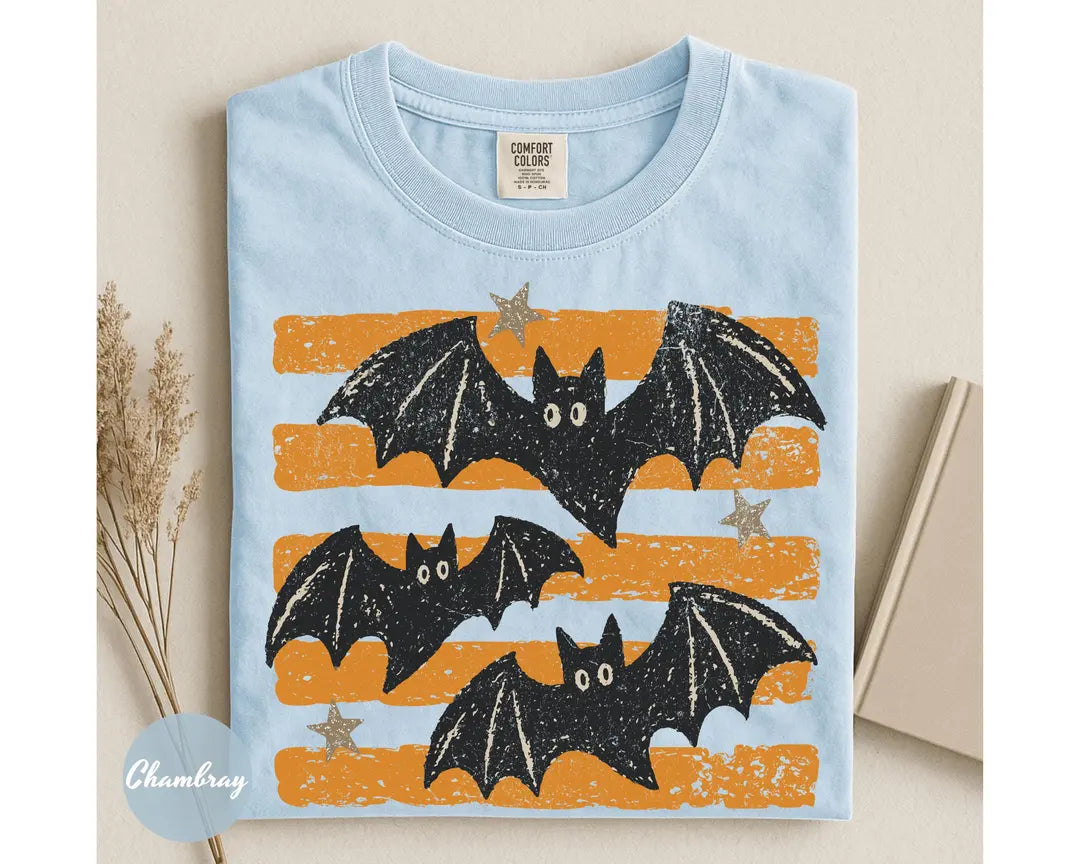 Comfort Colors 1717 T-shirt with Halloween Bats design alternate view view 5