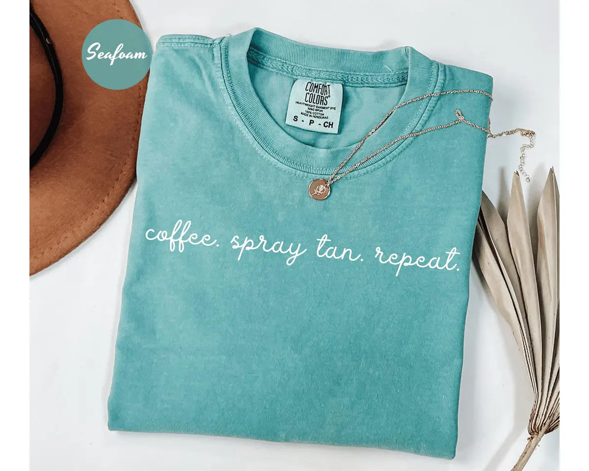 Seafoam Comfort Colors 1717 T-shirt with Spray Tan Artist design