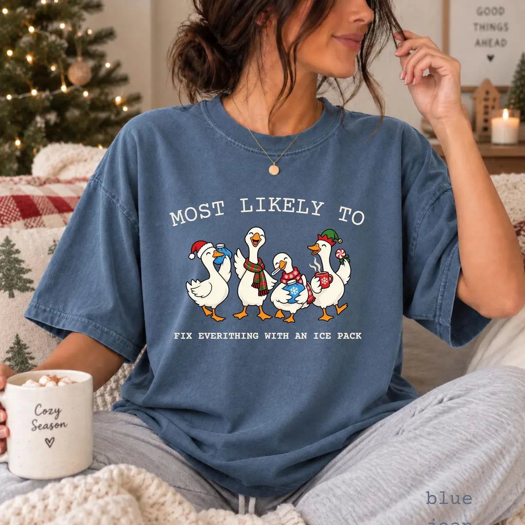 Comfort Colors 1717 T-shirt with School Nurse Christmas design worn by a model view 2