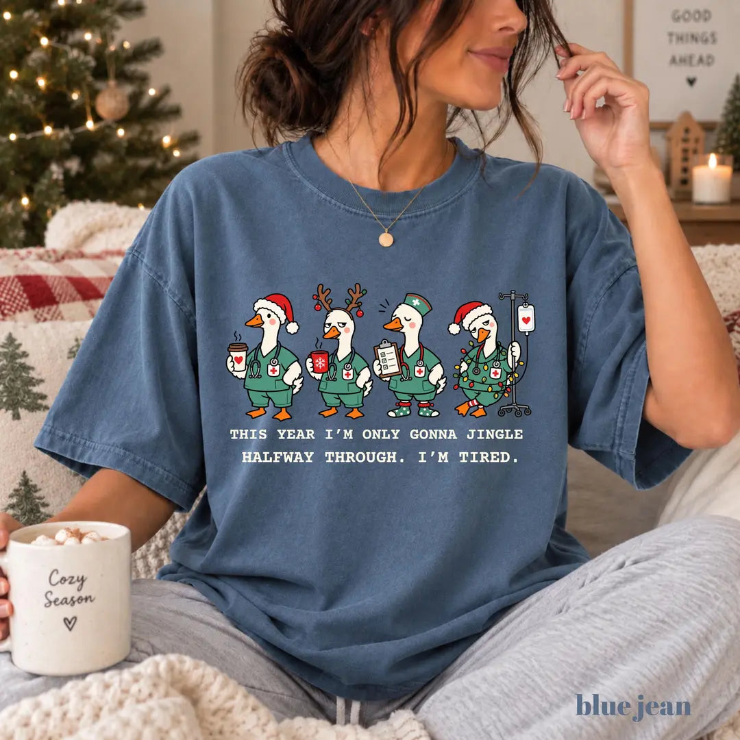 Comfort Colors 1717 T-shirt with Christmas Nurse design alternate view view 3