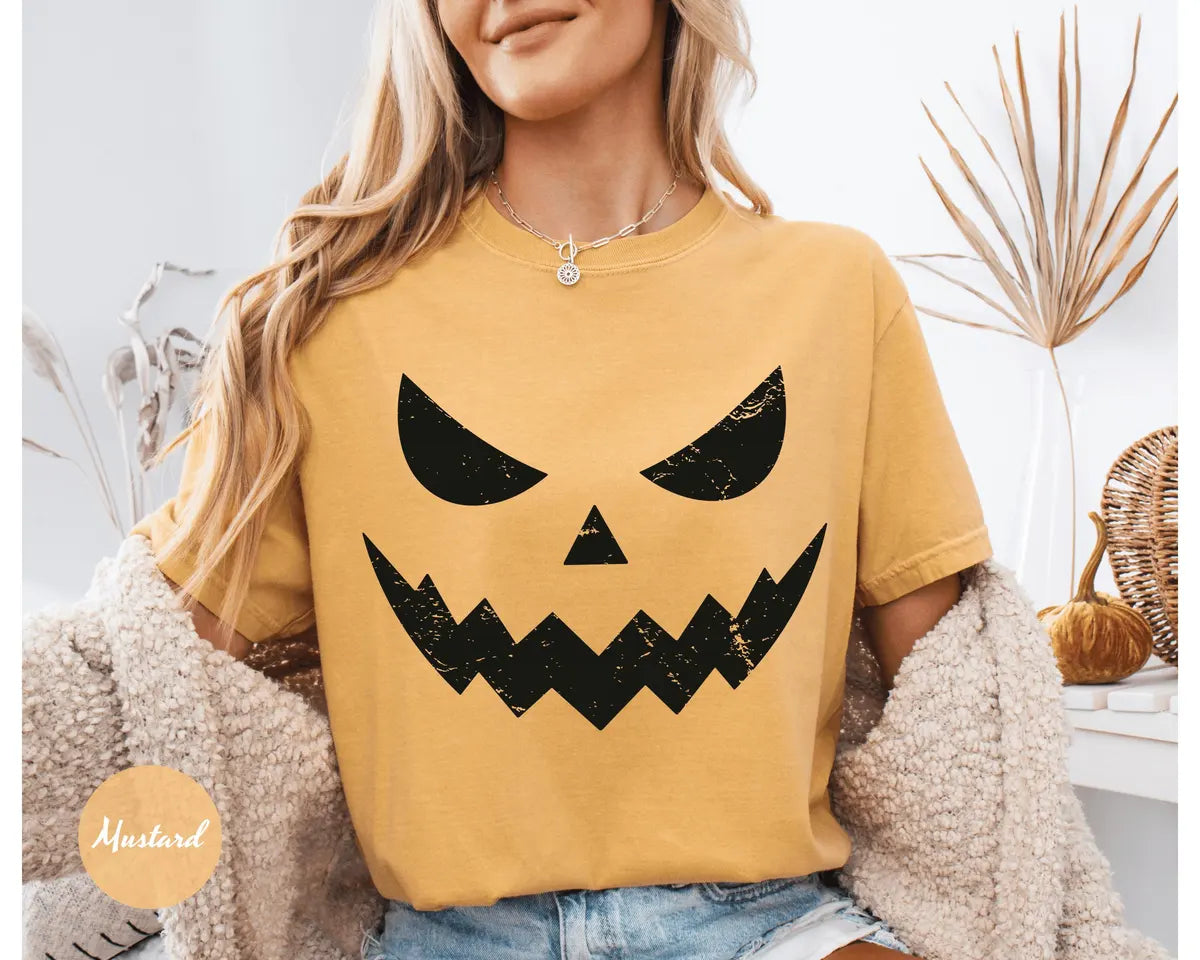 Comfort Colors 1717 T-shirt with Retro Pumpkin Face design alternate view view 8