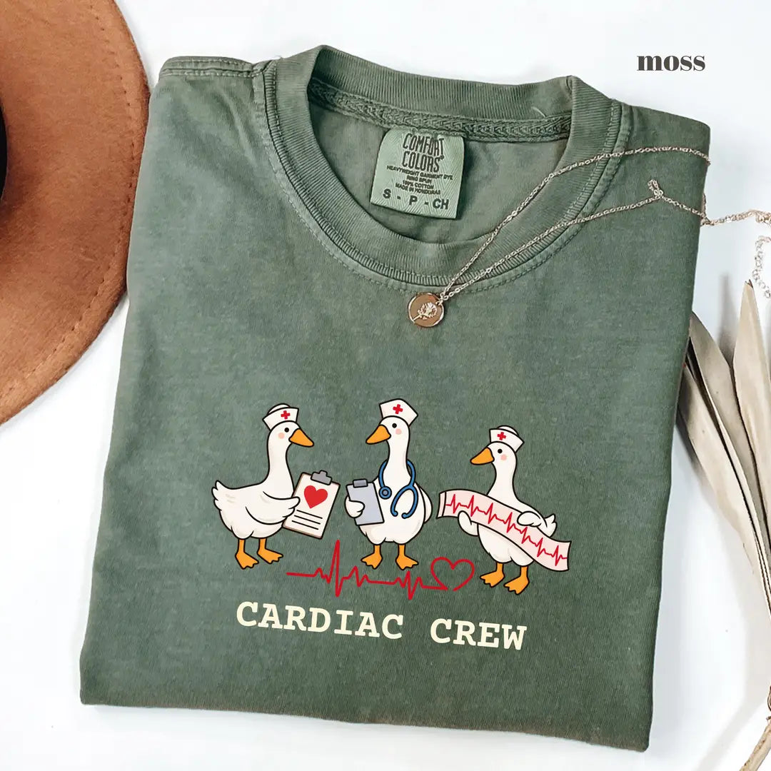 Moss Comfort Colors 1717 T-shirt with Cardiac Nurse design