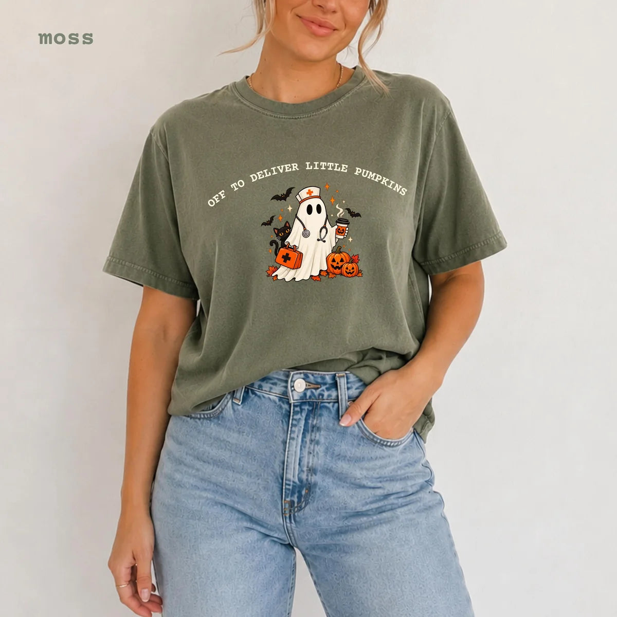Moss Comfort Colors 1717 T-shirt with Labor and Delivery Nurse design