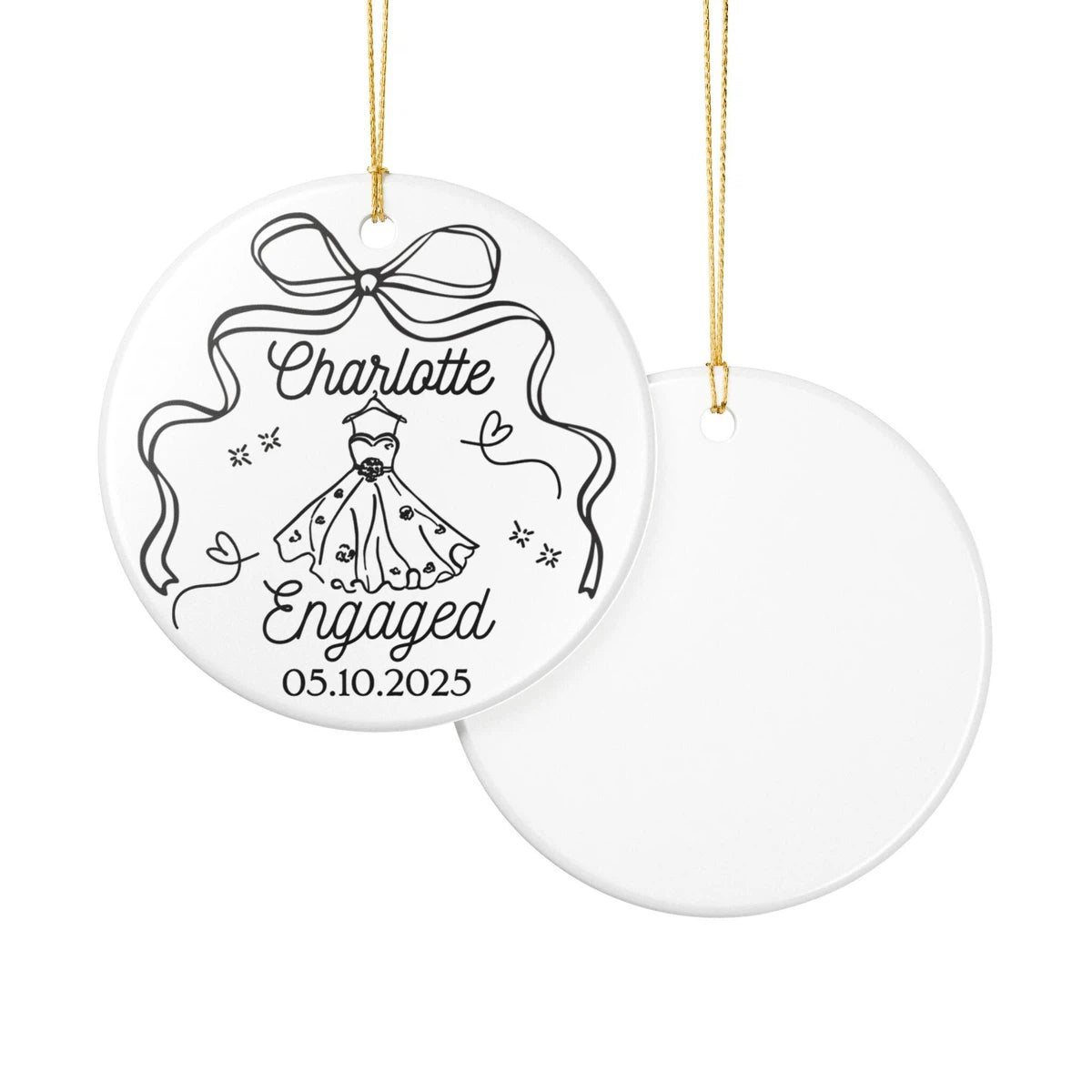 engaged ornament front back