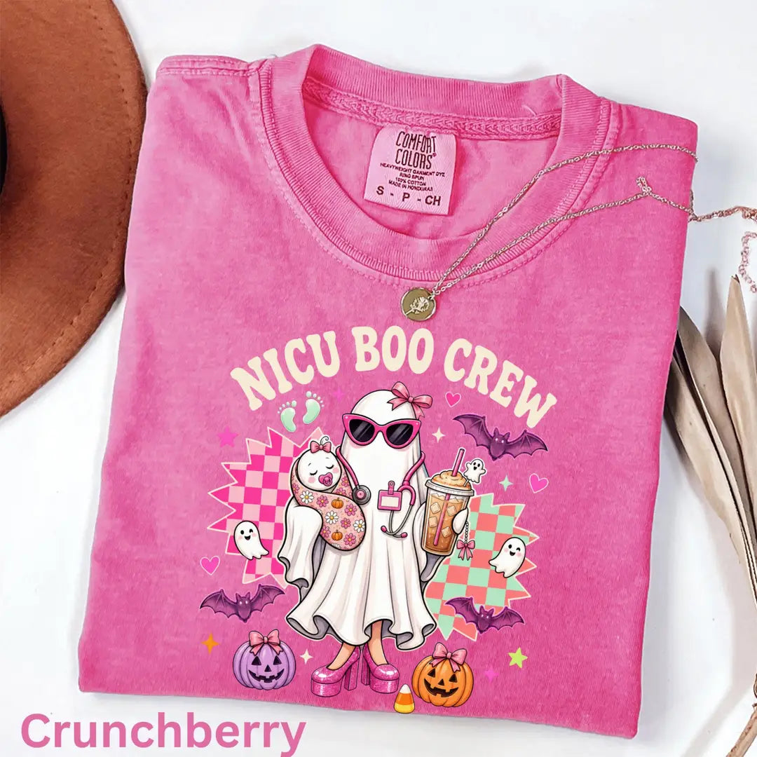 NICU Boo Crew Halloween Comfort Colors T-Shirt alternate product view.