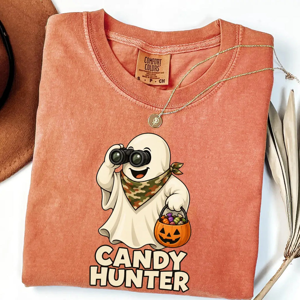 Candy Hunter Camo Halloween Comfort Colors T-Shirt hero view.