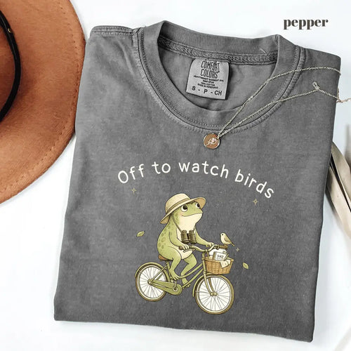 Pepper Comfort Colors 1717 T-shirt with Birdwatching design