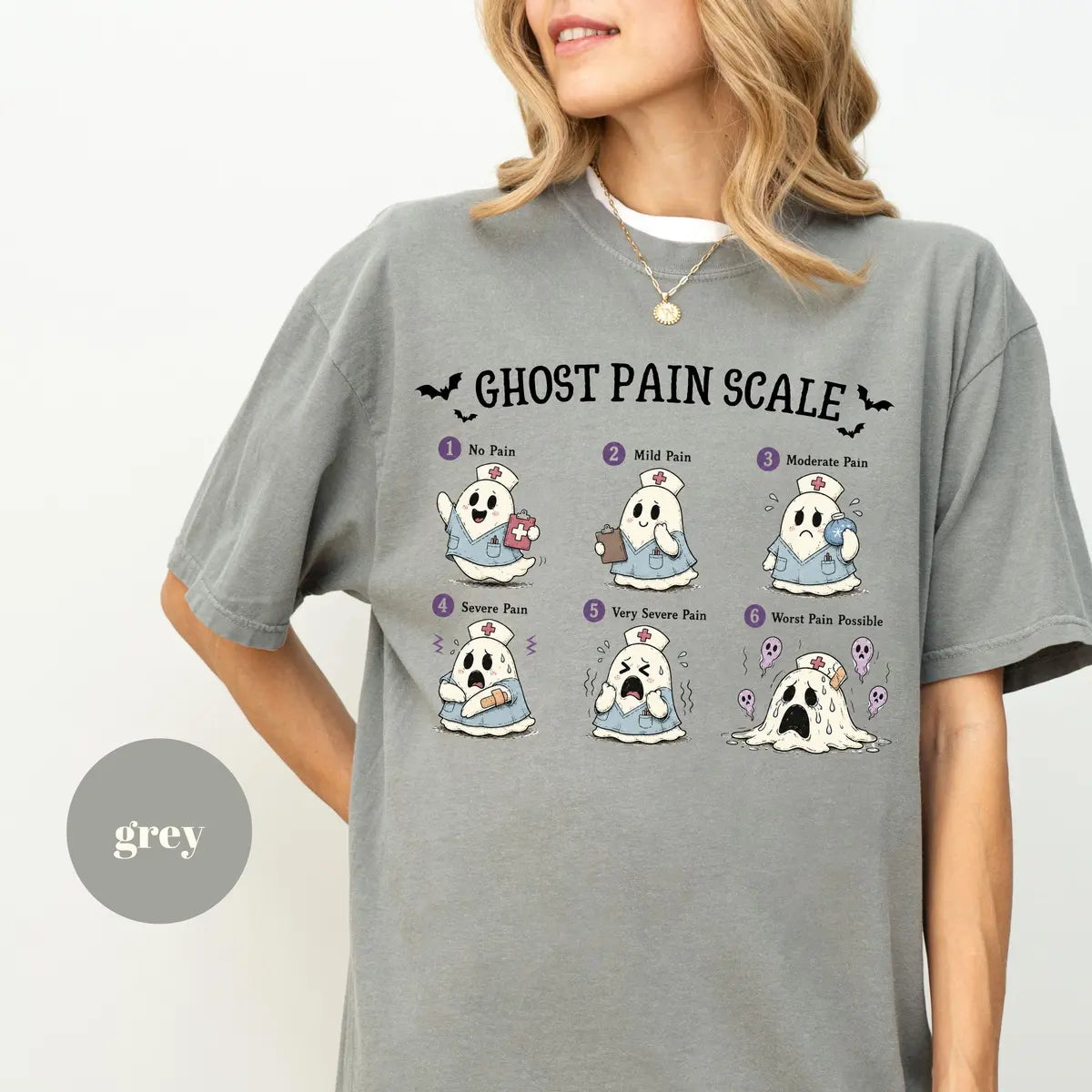 Comfort Colors 1717 T-shirt with Ghost Pain Scale Nurse design alternate view view 4
