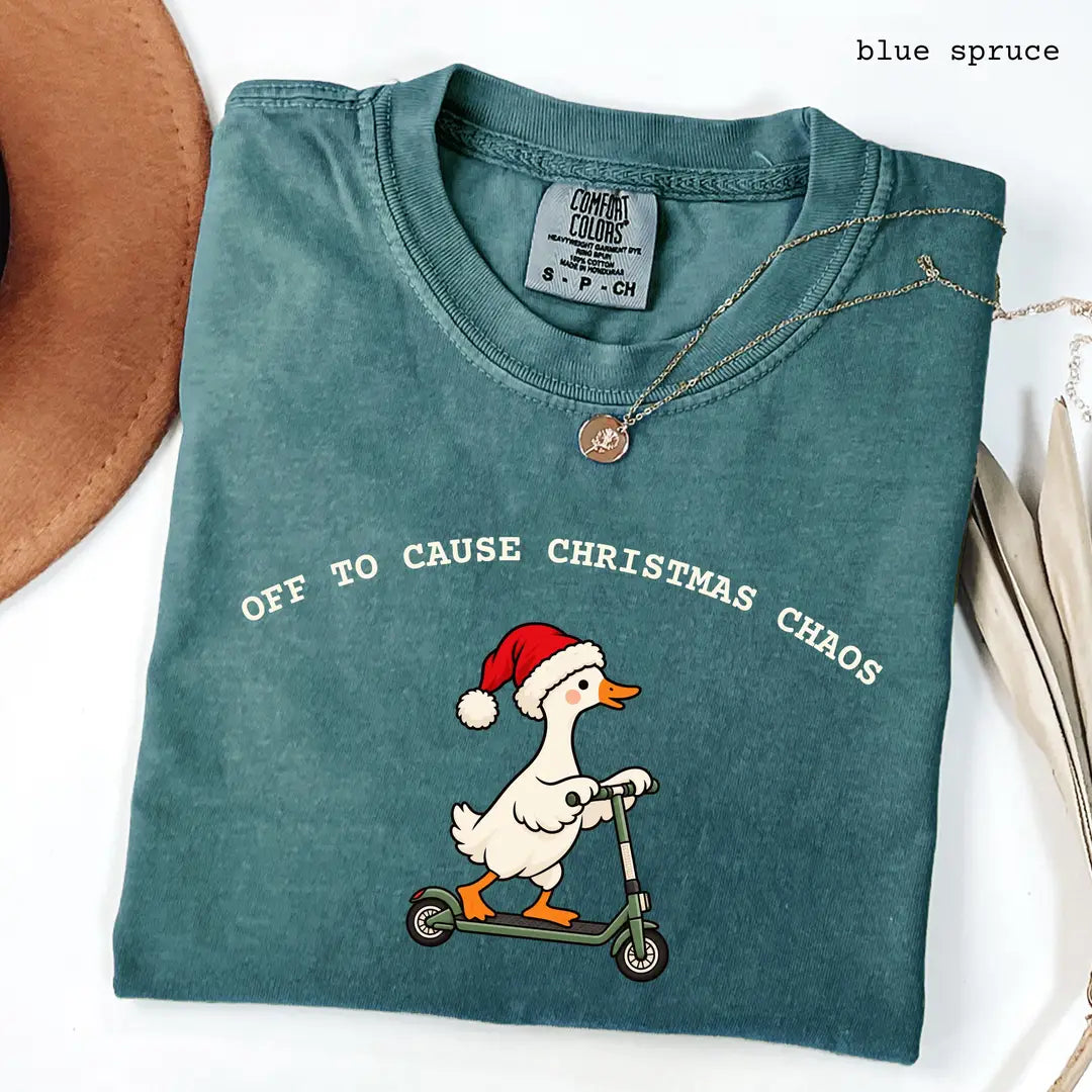 Comfort Colors 1717 T-shirt with Christmas Goose design worn by a model view 4