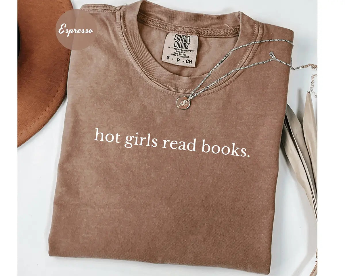 Espresso Comfort Colors 1717 T-shirt with Hot Girls Read Books design