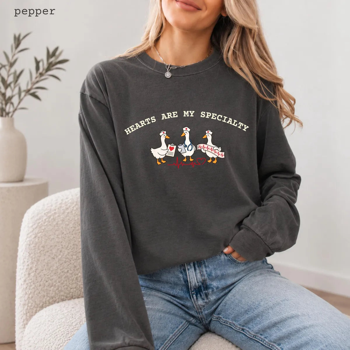 Pepper Comfort Colors 1717 T-shirt with Cardiac Nurse design view 2