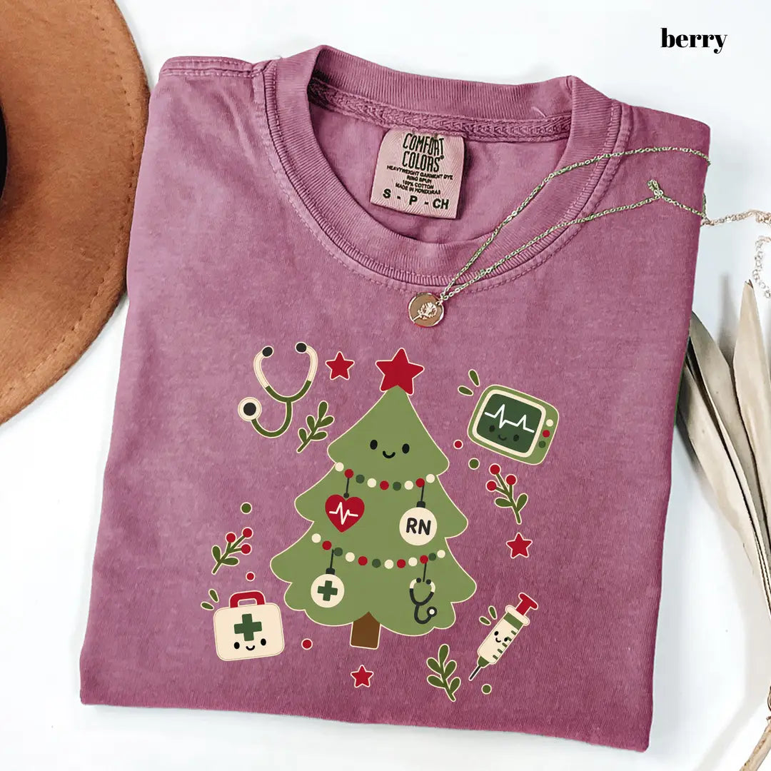 Comfort Colors 1717 T-shirt with Christmas Tree Nurse design alternate view view 5