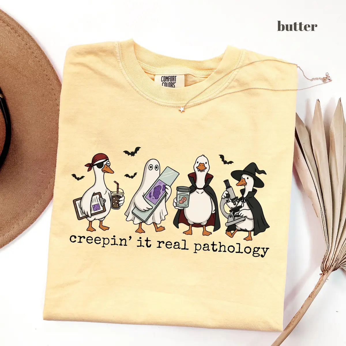 Butter Comfort Colors 1717 T-shirt with Pathology Halloween design