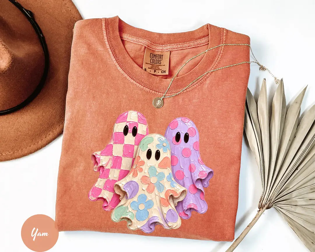Comfort Colors 1717 T-shirt with Halloween Ghost design alternate view view 4