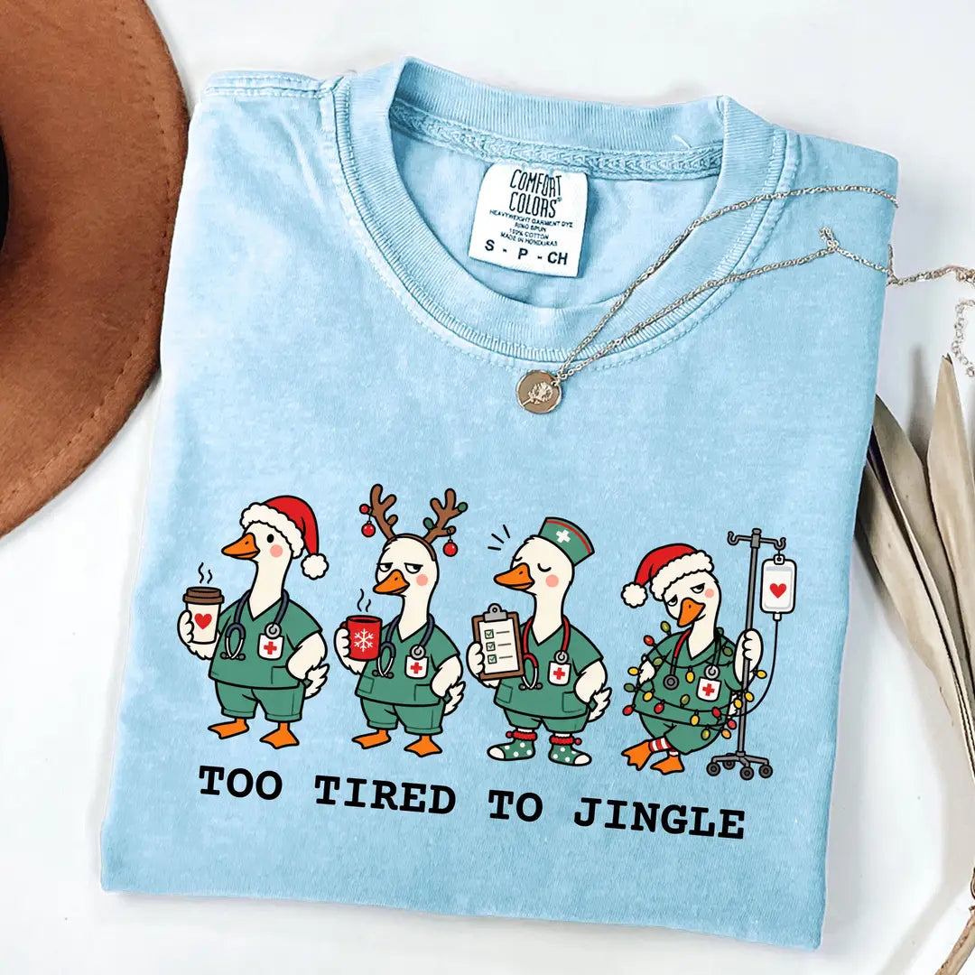 Comfort Colors 1717 T-shirt with Too Tired to Jingle Nurse design alternate view view 6
