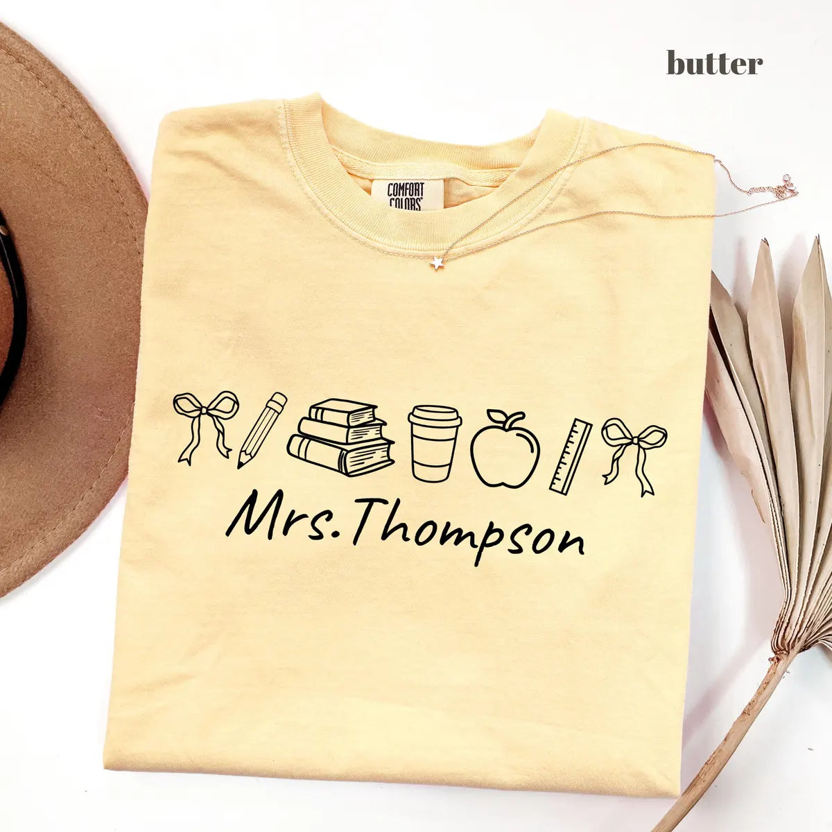 Butter Comfort Colors 1717 T-shirt with Teacher design
