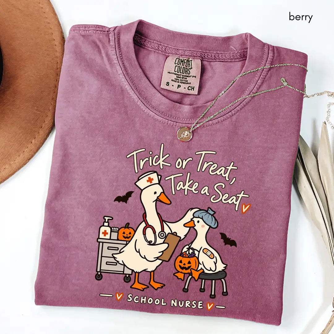 Comfort Colors 1717 T-shirt with School Nurse Halloween design alternate view view 4