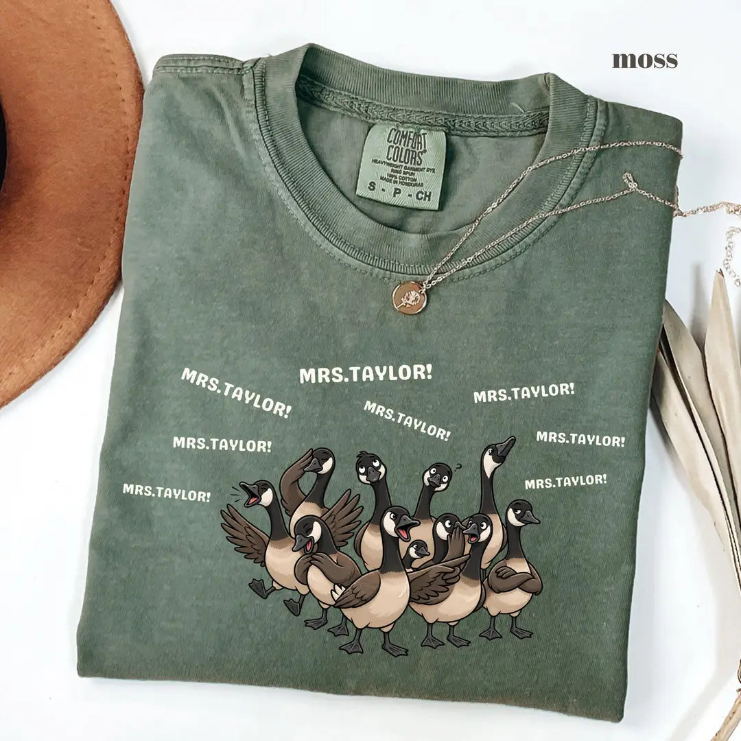 Moss Comfort Colors 1717 T-shirt with Teacher design view 2