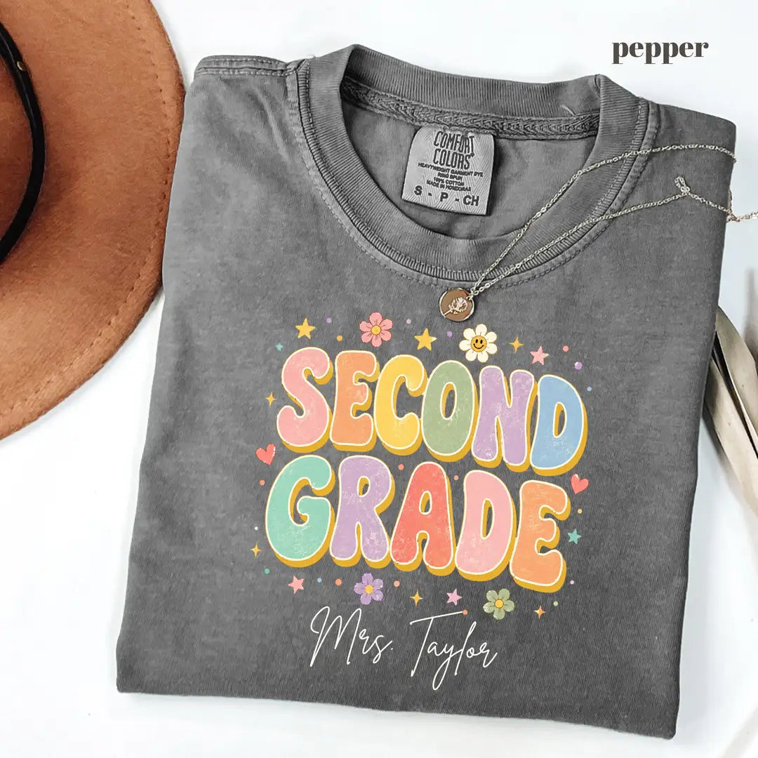 Pepper Comfort Colors 1717 T-shirt with Second Grade Teacher design