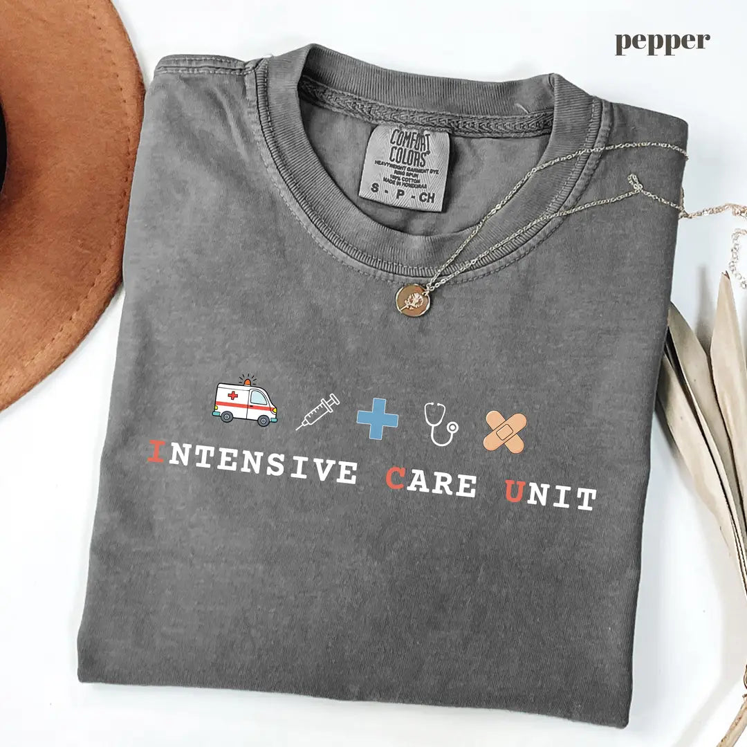 Pepper Comfort Colors 1717 T-shirt with ICU Nurse design