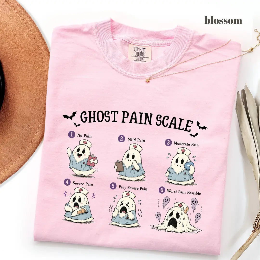 Blossom Comfort Colors 1717 T-shirt with Ghost Pain Scale Nurse design