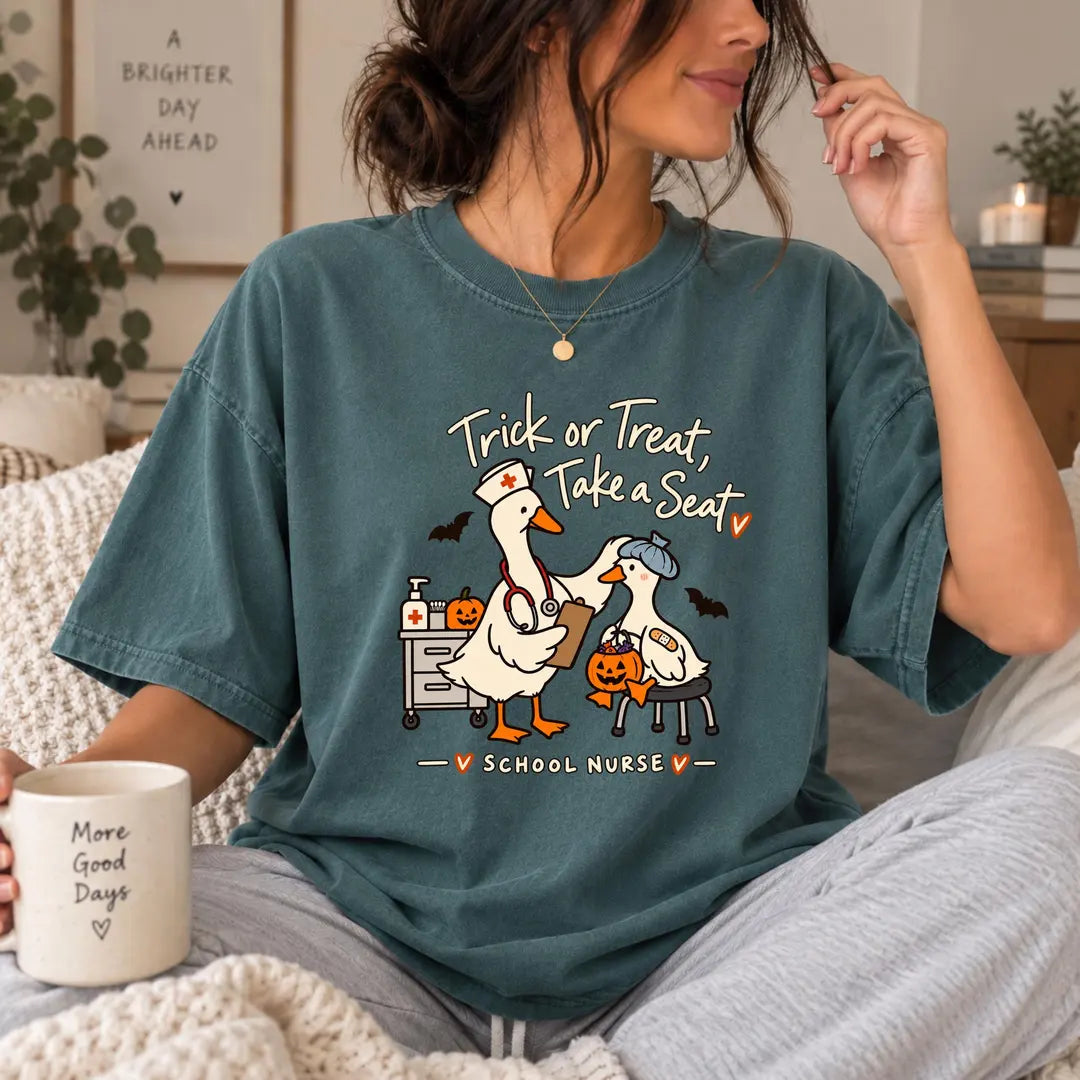 Comfort Colors 1717 T-shirt with School Nurse Halloween design alternate view view 2