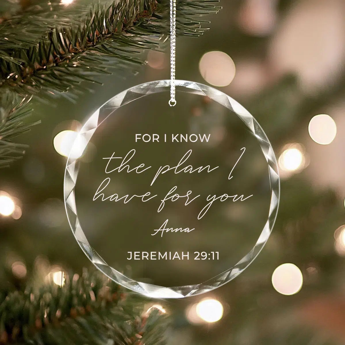 Additional view of a Housewarming Verse personalized engraved engraved crystal glass ornament.