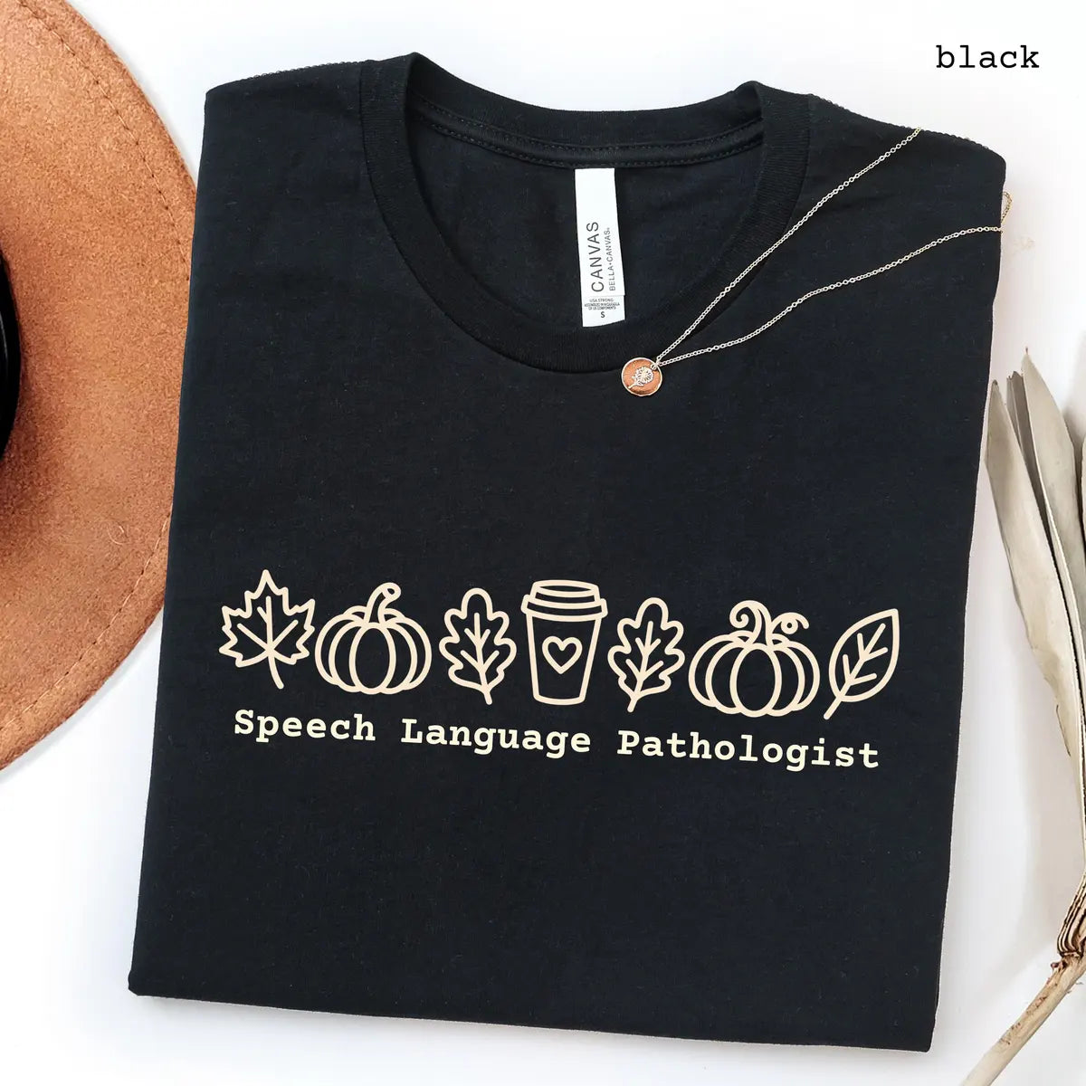 Black Bella Canvas 3001 T-shirt with Speech Language Pathologist design