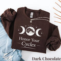 Crewneck sweatshirt with Mental Health Moon Phases design, alternate product view.