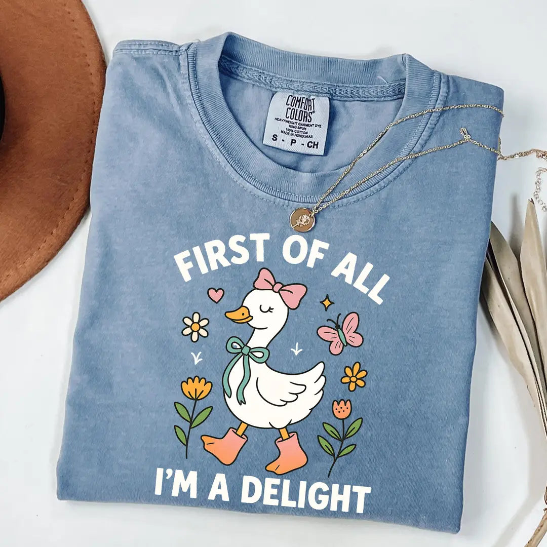 Blue Jean Comfort Colors 1717 T-shirt with Funny Goose design, alternate product view.