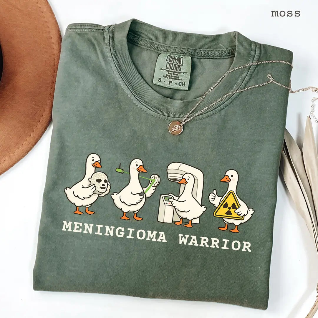Moss Comfort Colors 1717 T-shirt with Meningioma Warrior design