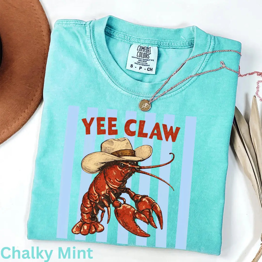 Chalky Mint Comfort Colors 1717 T-shirt with Lobster design, alternate product view.