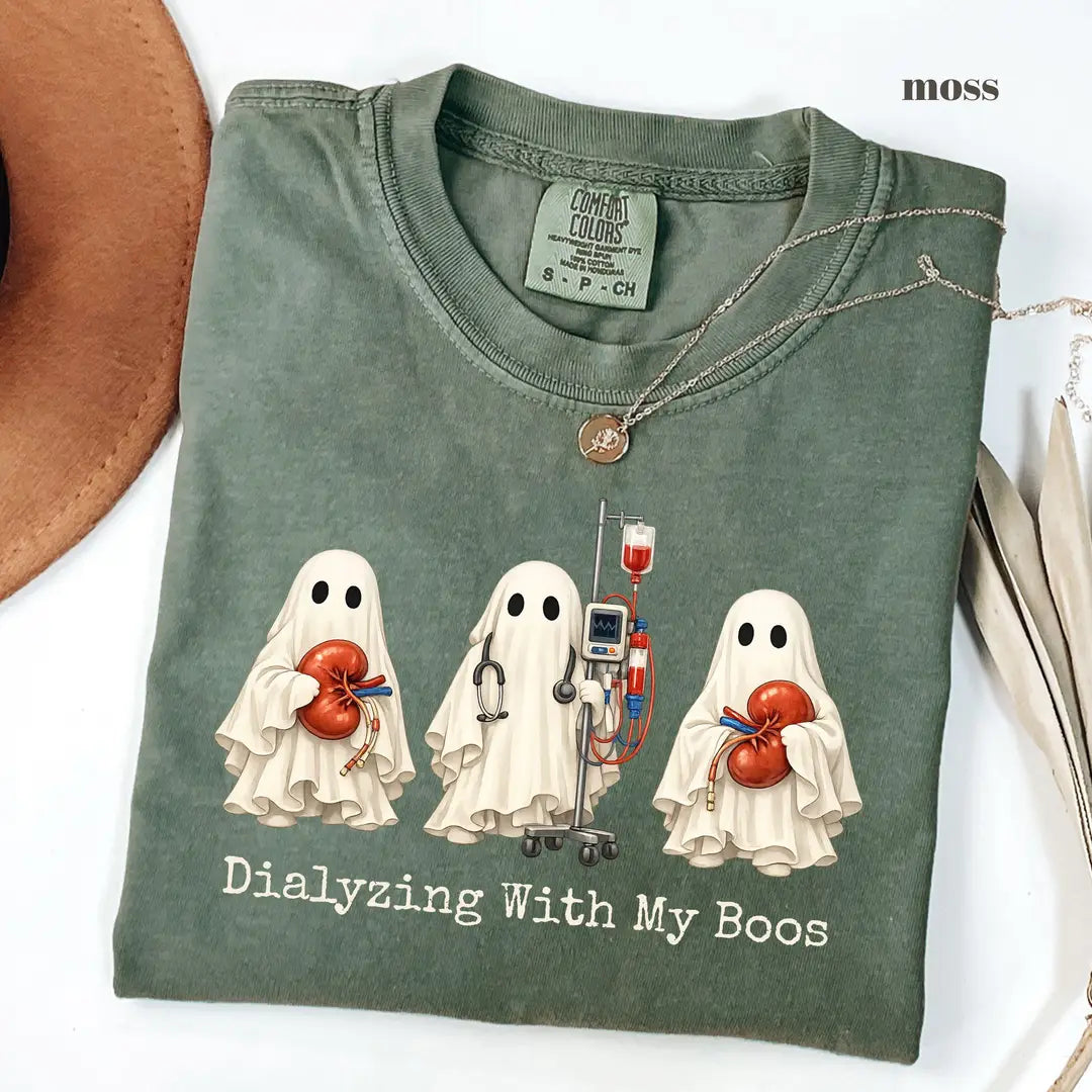 Moss Comfort Colors 1717 T-shirt with Dialyzing With My Boos design