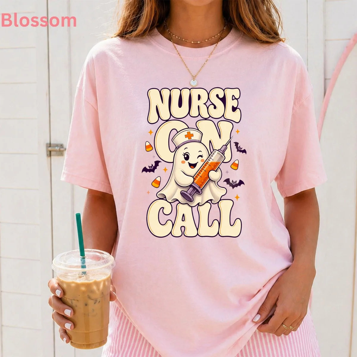 Nurse On Call Halloween Comfort Colors T-Shirt alternate product view.