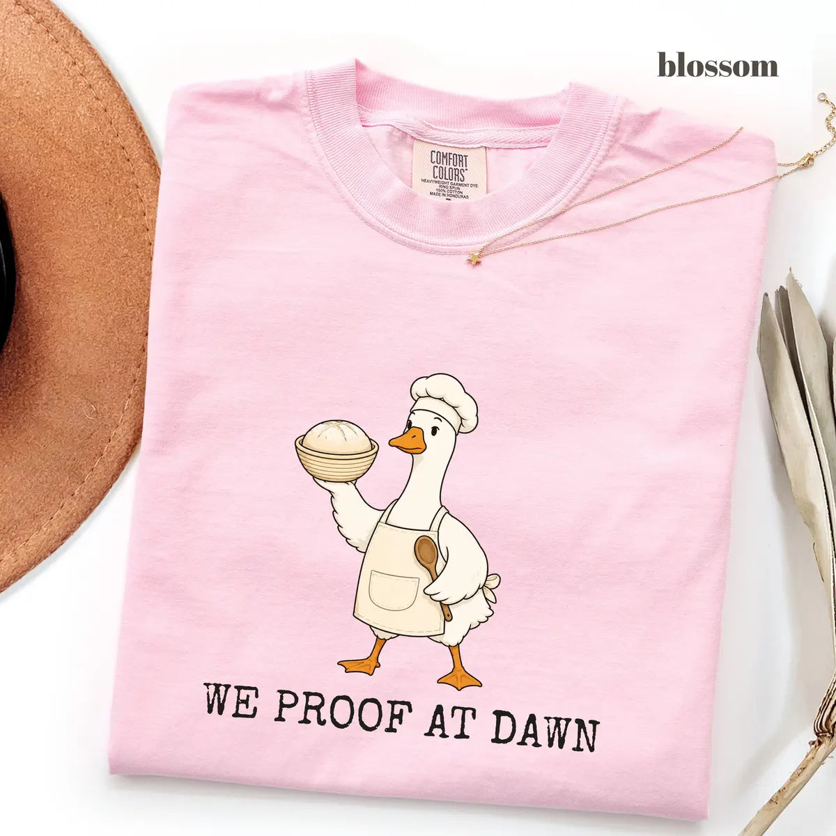 Blossom Comfort Colors 1717 T-shirt with We Proof At Dawn design worn by a model