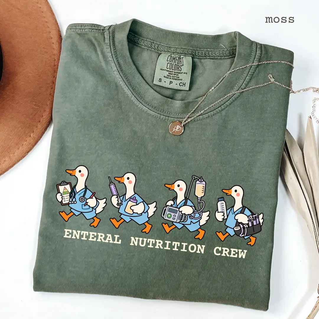Moss Comfort Colors 1717 T-shirt with Enteral Nutrition Crew design view 2