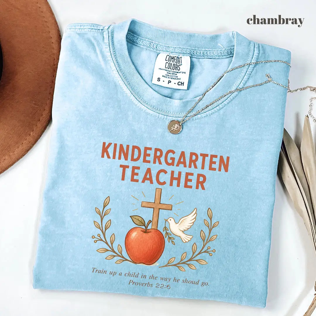 Comfort Colors 1717 T-shirt with Christian Kindergarten Teacher design alternate view view 2