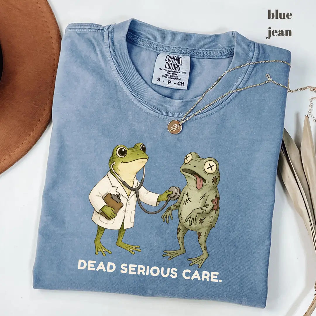 Blue Jean Comfort Colors 1717 T-shirt with Dead Serious Care design