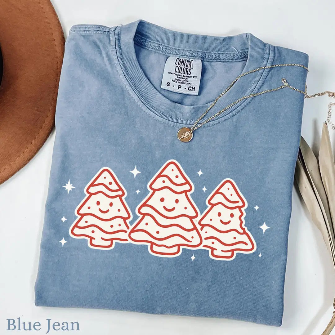 Blue Jean Comfort Colors 1717 T-shirt with Cute Christmas design, alternate product view.