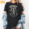 Spooky Season Skeleton - Retro Halloween Comfort Colors T-Shirt alternate product view in Black.