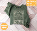 Crewneck sweatshirt with Vintage Girls Will Be Girls Witch design, alternate product view.