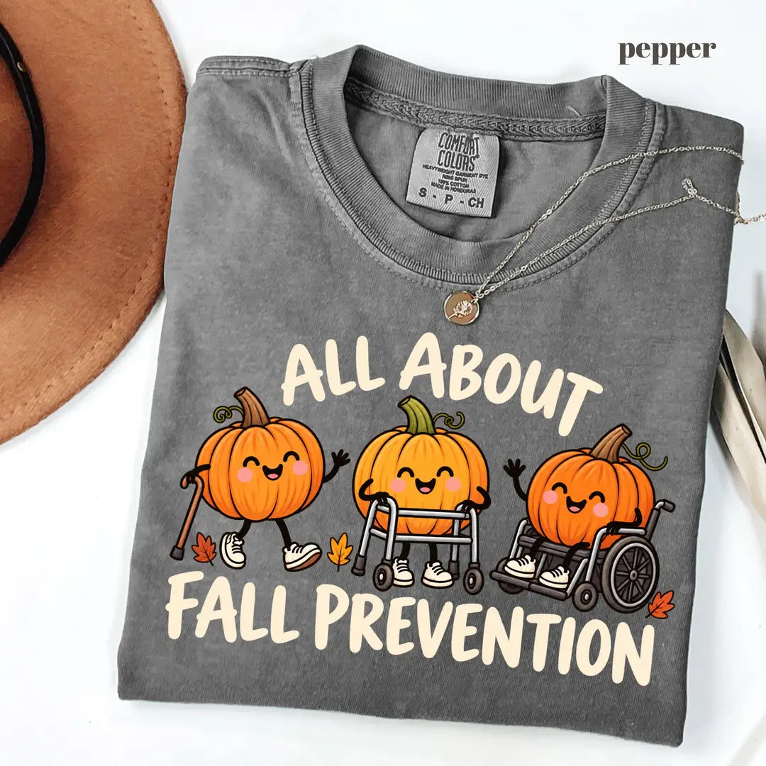 Pepper Comfort Colors 1717 T-shirt with Fall Prevention Nurse design