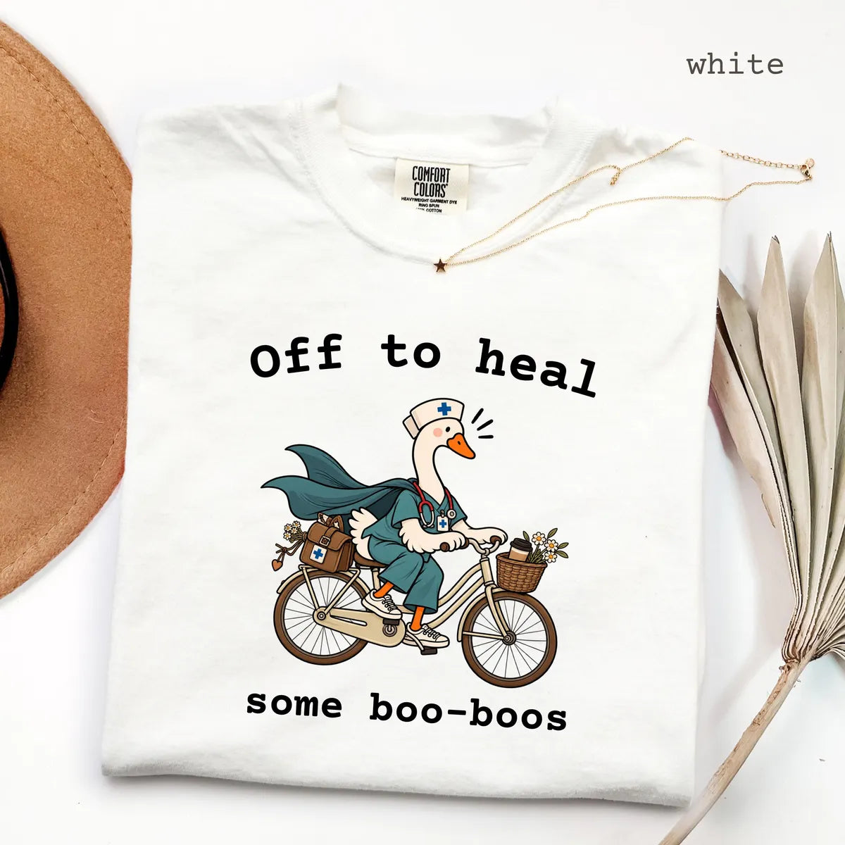 White Comfort Colors 1717 T-shirt with Nurse design view 2