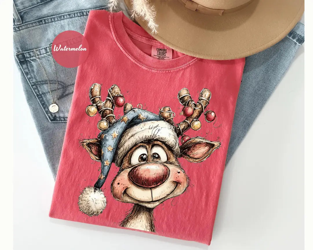 Comfort Colors 1717 T-shirt with Vintage Reindeer design