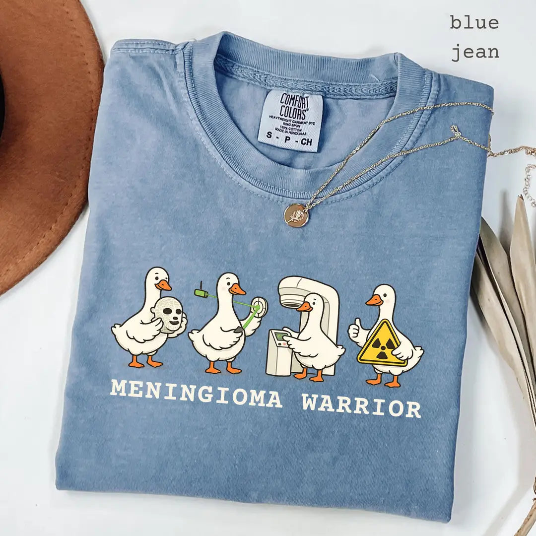 Blue Jean Comfort Colors 1717 T-shirt with Meningioma Warrior design