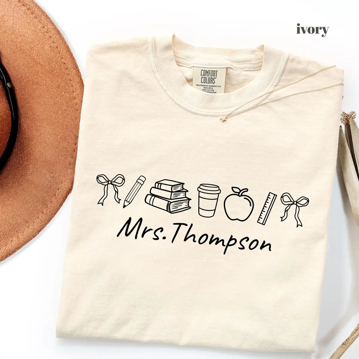 Ivory Comfort Colors 1717 T-shirt with Teacher design
