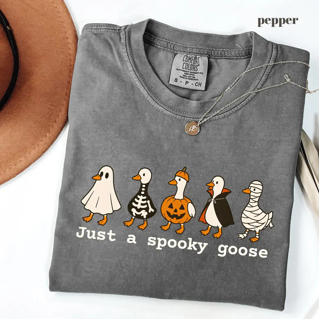 Pepper Comfort Colors 1717 T-shirt with Just A Spooky Goose design