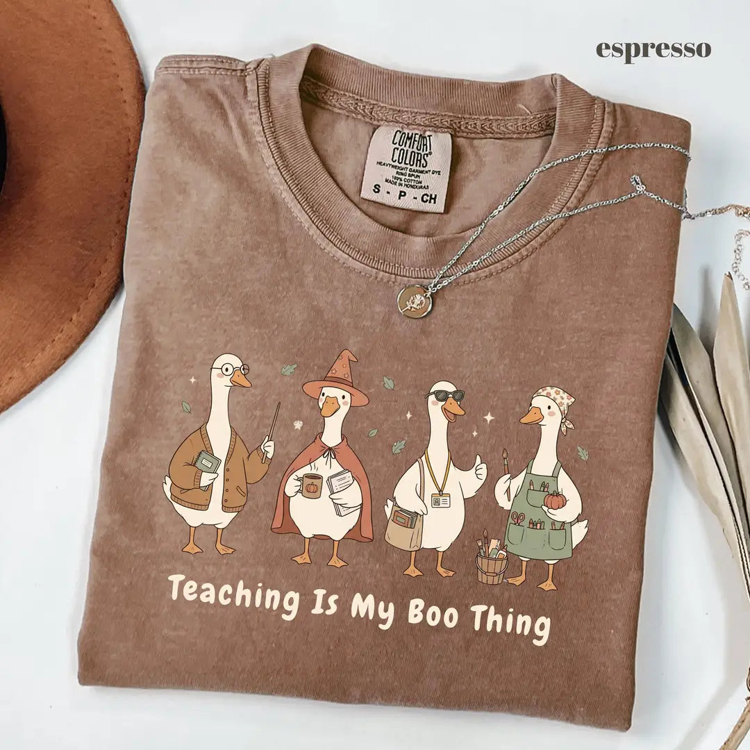 Espresso Comfort Colors 1717 T-shirt with Teaching Is My Boo Thing design