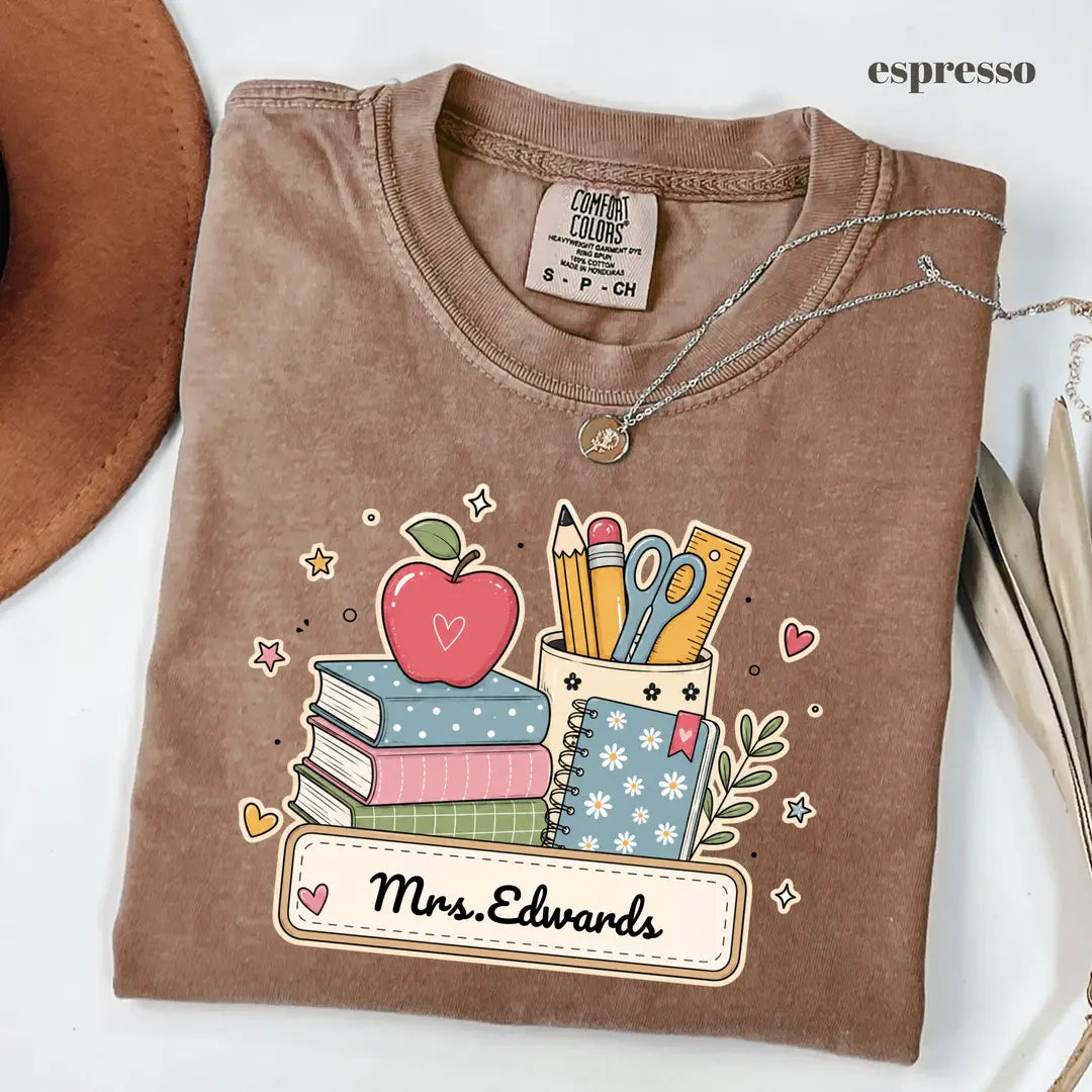 Espresso Comfort Colors 1717 T-shirt with Teacher design