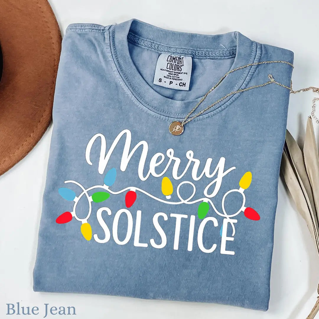 Blue Jean Comfort Colors 1717 T-shirt with Winter Solstice design, alternate product view.